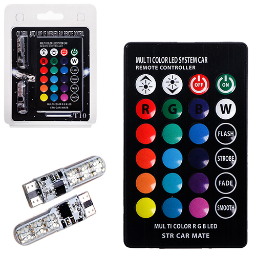 Лампа диодная T-10 -6SMD-5050 Silicone RGB с пультом 10076 (T-10-5050-6SMD)