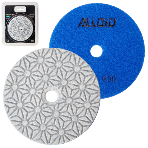 Alloid Pro. Круг алмазный шлифовальный на липучке STAR 100 мм, зерно 50