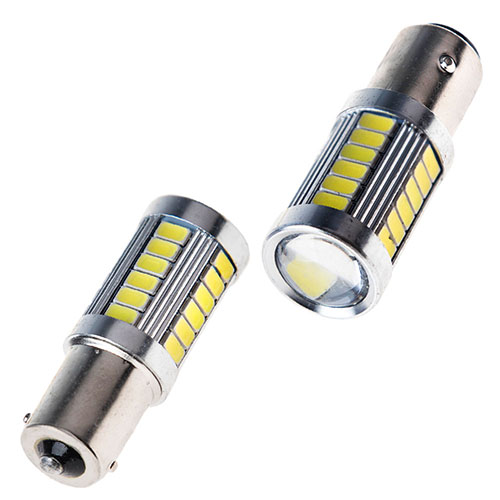 Лампа диодная S25 1156-5630-33SMD 1 контакта + линза 09863/09375 (1156-5630-33SMD 1)