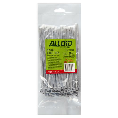 Хомут пластиковий Alloid 3.6 х 150 100шт/уп сірий