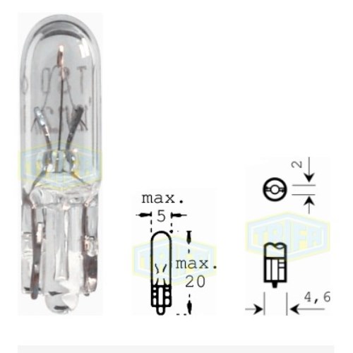 Лампа автомобільна з клиновидним цоколем Trifa 24V 2W W 2x4,6d (01705)