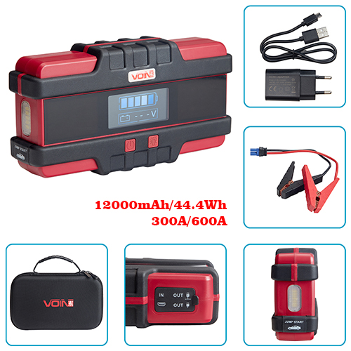 Пусковое устройство портативное VOIN JS-600 12000mAh/44,4Wh/12V START-300A/600A/ JS-600