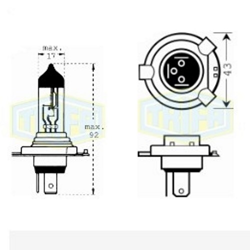 Лампа автомобільна Галогенна лампа для фари Trifa H4 12V 60/55W PRIME (51661)