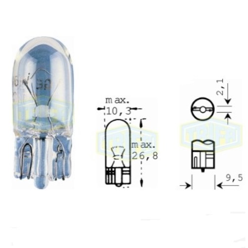 Лампа автомобільна з клиновидним цоколем Trifa 12V W3W W 2,1x9,5d (01712)