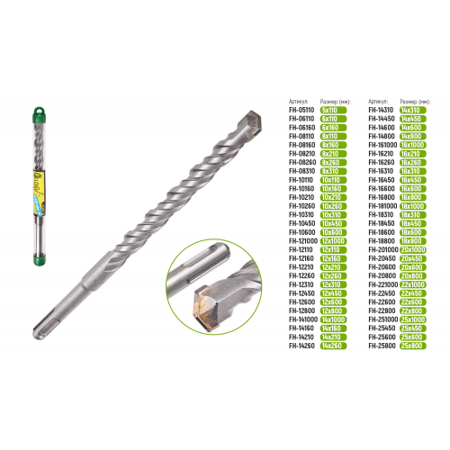 Бур по бетону SDS-plus S4 12x310мм Alloid (FH-12310)