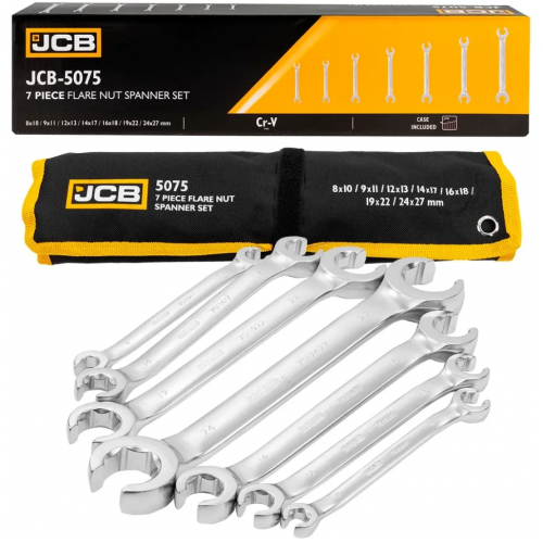Набор разрезных накидных ключей в чехле, (8-27 мм) 7 ед. JCB Tools JCB-5075
