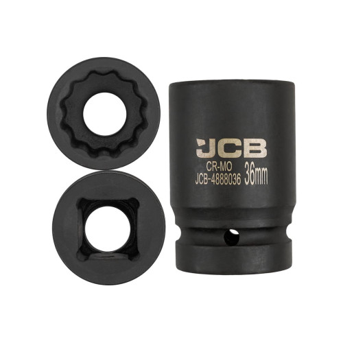 Набор глубоких ударных головок JCB 1" (12-гранные) 24-46 мм, 7 предметов в металлическом кейсе JCB-8072-9MPB