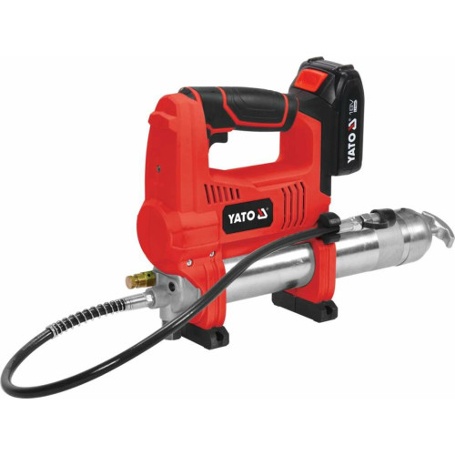 Шприц смазочный аккумуляторный YATO 18 В, 600 см³, 62 МПа, с гибким шлангом 76 см YT-07020