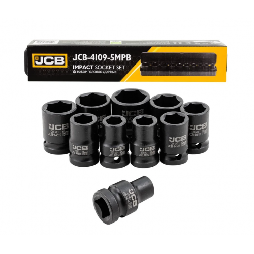 Набір головок ударних в металевому кейсі 10 од. 1/2'' (6-гр.) (10-27 мм) JCB Tools JCB-4109-5MPB