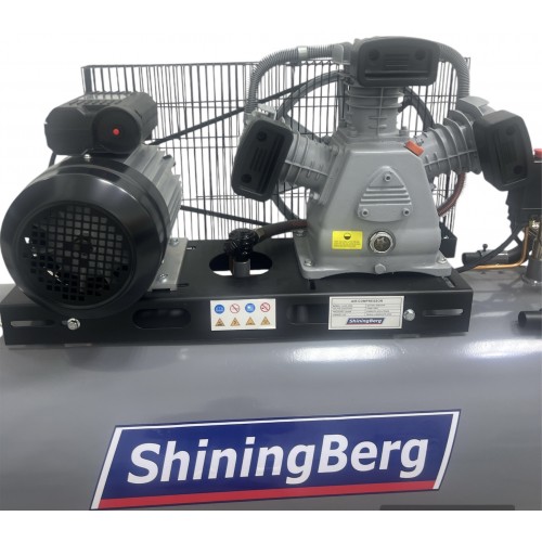 Компрессор ременной, 3 цилиндровый 220В. 3 кВт., ресивер 200 л. 580 л/мин ShiningBerg LB40-200L-M