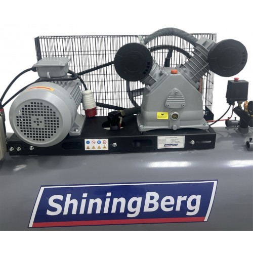 Компрессор ременной, 2 цилиндровый 380В. 4 кВт. , ресивер 270 л. 630 л/мин. ShiningBerg LB50-270L
