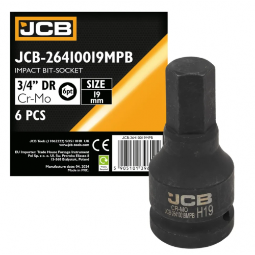 Біта лита ударна лита HEX під квадрат 3/4" 19 мм JCB Tools JCB-26410019MPB