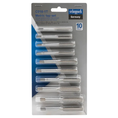 Набор метрических метчиков (M6–M12),10пр,в блистере. Scheppach SCH-C010-1T