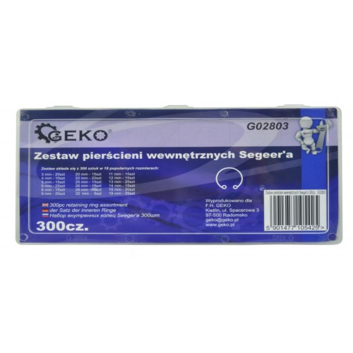 Набор внутренних стопорных колец 300 шт. (18 размеров) GEKO G02803