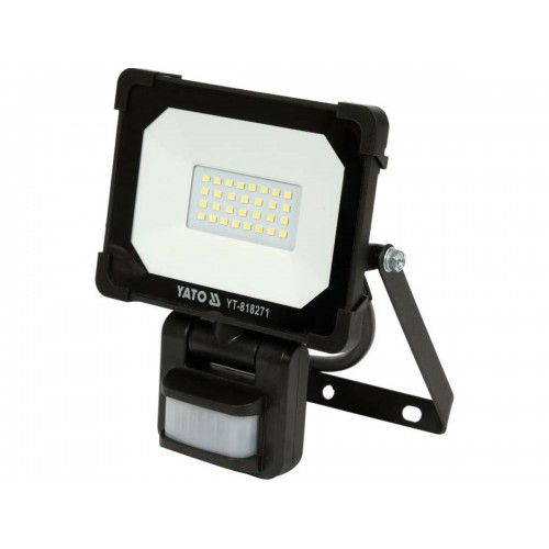 Прожектор с SMD-диодным излучателем и датчиком движения YATO : 20 Вт, 230 В, 1900 лм, 30 диодов YT-818271
