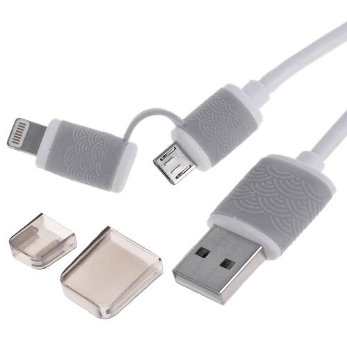 Кабель PULSO USB - Micro USB/Apple 1m blue (круглый) (CP-001BL)