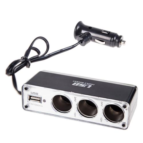 Разветвитель прикуривателя PULSO 3 выхода + 1USB 600mA провод/предохр. (WF-0096A) (WF-0096A)