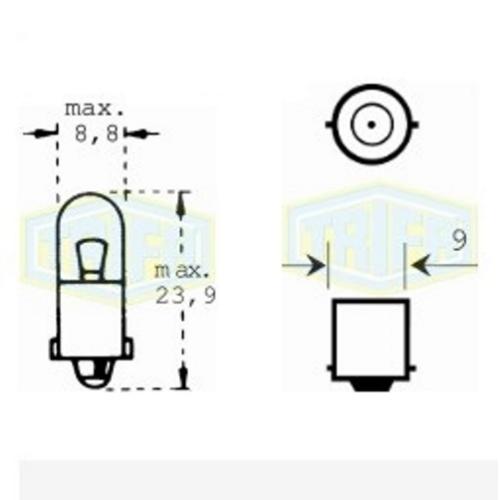 Лампа автомобільна Iндикаторна лампа Trifa 24V 2,0W BA 9s (01102)