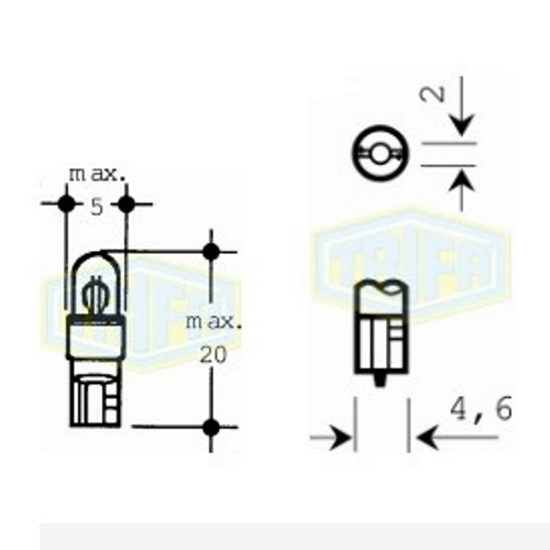 Лампа автомобільна з клиновидним цоколем Trifa 24V 1W W 2x4,6d (02714)