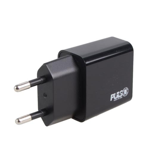 Мережевий зарядний пристрій PULSO 18W, 1 USB, QC3.0 (5V*3A/9V*2A/12V*1.5A) (LC-14318 BK)