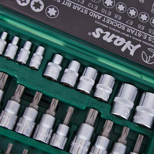 Набор торцевых головок ТОRX 1/2",3/8",1/4" внутренний и наружный 34предм. HANS (9634Т)