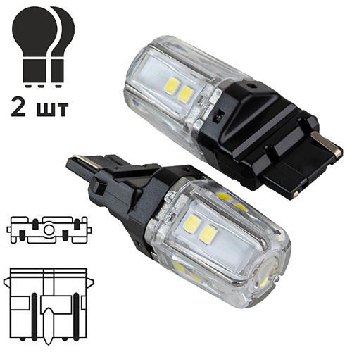 Лампа PULSO/габаритная/LED 3156/W2.5x16q/12SMD-2835/1контакт/9-36v/550lm/WHITE (LP-64156W)