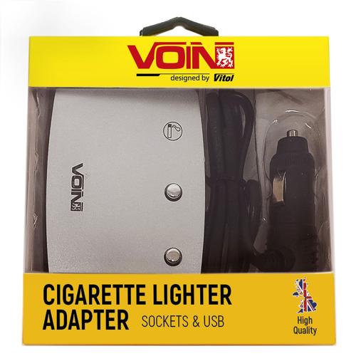 Разветвитель прикуривателя VOIN 3 выхода + 1USB 2400 mA 12/24V SC-3005 провод (SC-3005)