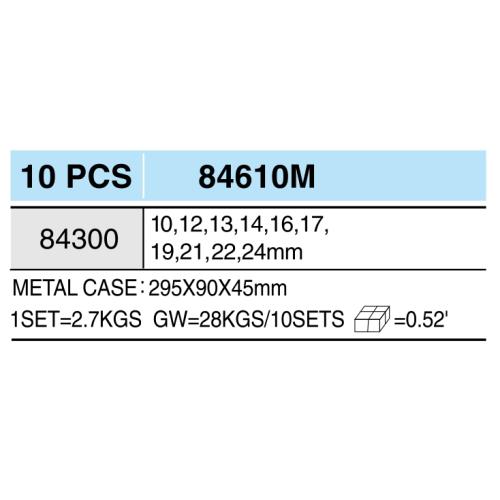 Набор ударных торцевых головок глубоких 1/2", 10-30мм., 10 пр. HANS (84610M)