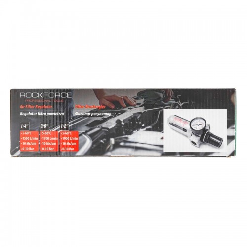 Фильтр влагоотделитель c манометром вход 1/4" (1500 л/мин 10bar 10Мк ) RKFC RF-AFR802