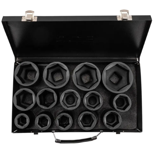 Набор ударных глубоких головок 1" (6-гранных), 14 шт., в металлическом кейсе JCB Tools JCB-8152-5MPB