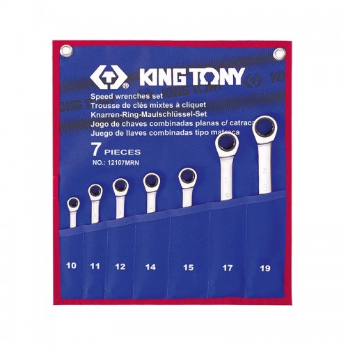 Набор ключей комбинированных с трещоткой 7 ед. (10-19мм) King Tony 12107MRN
