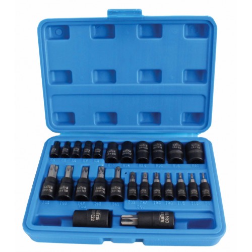 Набір головок TORX + біти в головці TORX/E-TORX (1/4, 3/8, 1/2) 25 од. SATRA S-H2548T