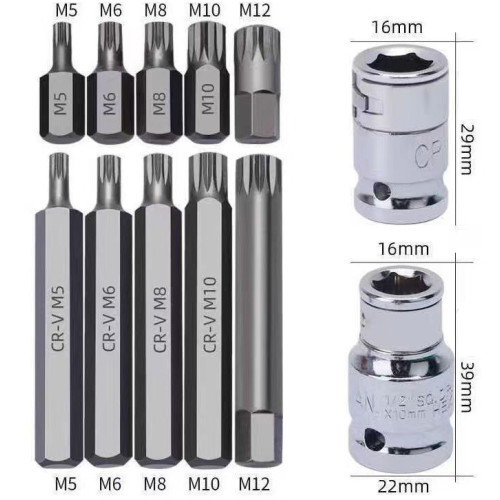 Набор бит с адаптерами TORX, HEX, SPLINE 1/2" и 3/8", 40 ед. – REWOLT T1347