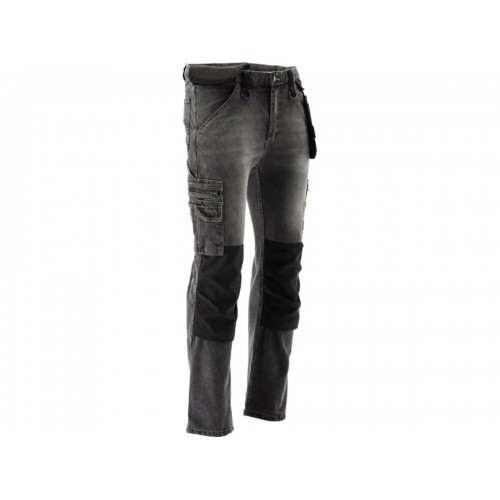 Брюки рабочие джинс стрейч YATO размер L/XL 98-106 см, рост- 180-188 см, серые, 17 кише, 71% бав