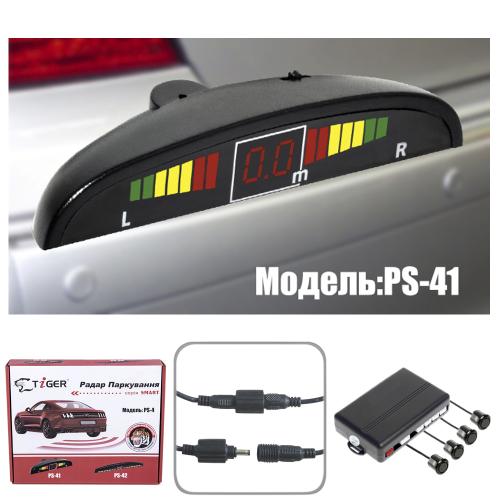 Парктроник TIGER PS-41/LED/4 датчика D=18mm/коннектор/black/black (PS-41)