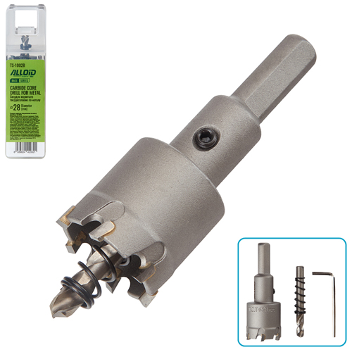 Сверло корончатое твердосплавное по металлу  Alloid Base  28мм