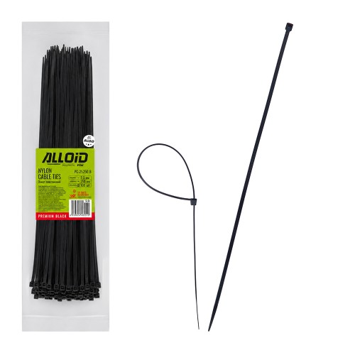 Хомут пластиковый Alloid 2,5×250 мм, черный, 100 шт. PC-25250 B