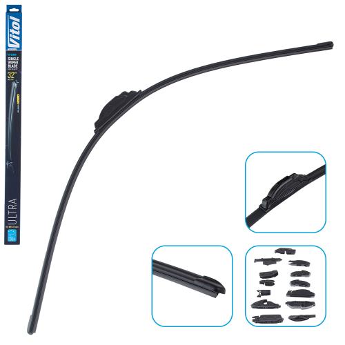 Щетка стеклоочистителя бескаркасная VITOL ULTRA 32" - 800 мм (13 адаптеров) (VU-32800)