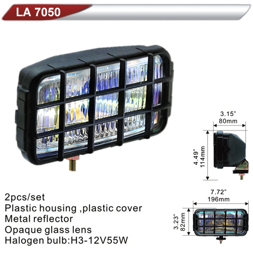 Фара дополнительная  DLAA 7050-RY/H3-12V-55W/196*82mm/решетка (LA 7050-RY)