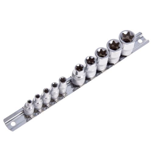 HANS. Набор торцевых головок внешний торкс 1/4"-3/8"DR Е4-Е18, 10предм. (5610E) (5610Е)