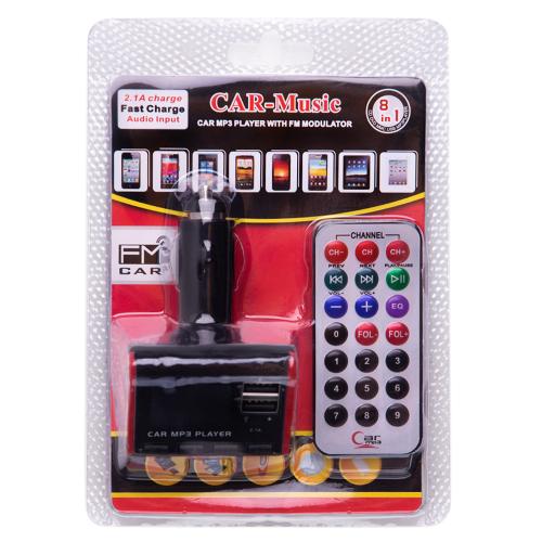 Модулятор FM 8в1 Car-Music 12-24v + 2USB + AUX 55113 (55113 Car-Music)