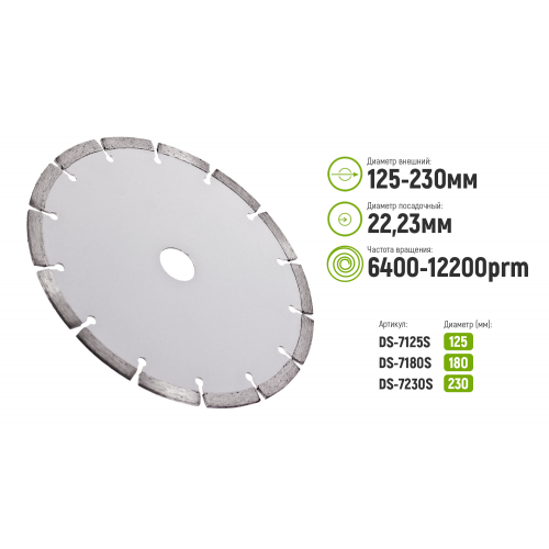 Alloid. Диск алмазный отрезной сегментный 180 мм (DS-7180S)