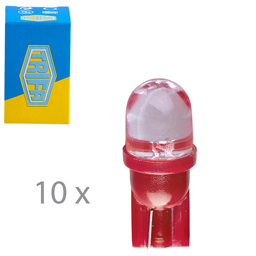 Лампа автомобильная светодиодная LED с пластиковим цоколем Trifa 12V 0,27W W2,1x9,5d T10 20mA red (02803)