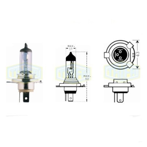 Лампа автомобільна Галогенна лампа Trifa H4 24V 75/70W Spare kit (01662-250)