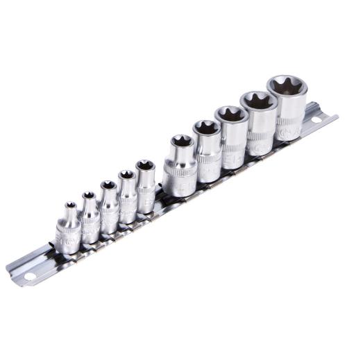 HANS. Набор торцевых головок внешний торкс 1/4"-3/8"DR Е4-Е18, 10предм. (5610E) (5610Е)