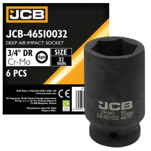 Гoлoвкa тopцeвa удapнa глибока 3/4" 32 мм (6-гранна) JCB Tools JCB-46510032