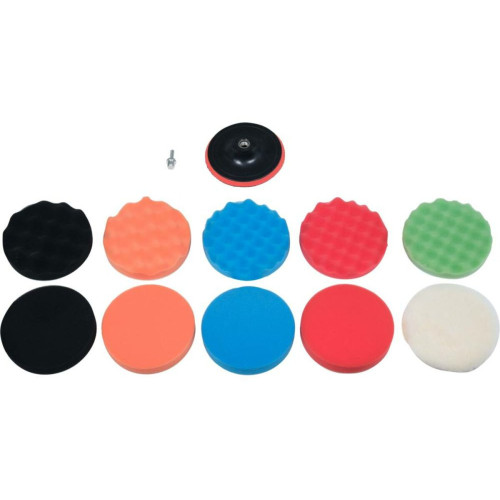 Губки и мех полировальные YATO на липучке Ø 150 мм, 12 эл., с опорным диском и адаптером М14 YT-47932