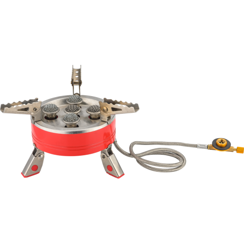 Плита газовая туристическая VIROK 7 кВт, 5 конфорок + шланг с резьбовым соединением 7/16, модель 44V201