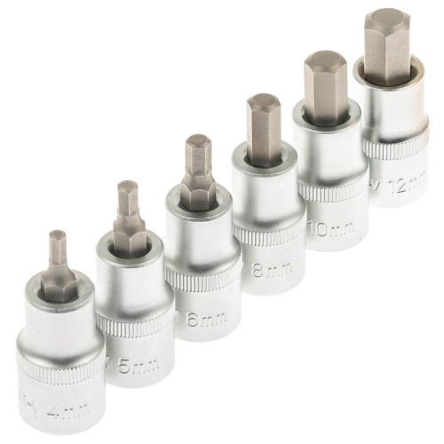 Набор головок с шестигранными насадками 1/2" HEX H4-H12мм, 12 предметов, SATRA S-SH1212L