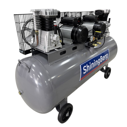 Ремінний компресор тандем ShiningBerg, ресивер 300 л, 2 x 2,2 кВт, 700 л/хв, 220 В